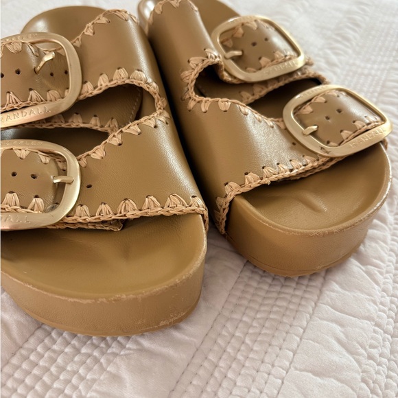 Loeffler Randall Theo Two-Band Platform Embroidered Sandal in Bisque Leather - Picture 3 of 6